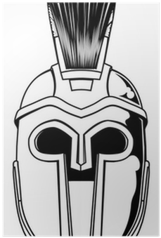 Monochrome Spartan Helmet Illustration Poster • Pixers® - Roman Soldier Helmet Drawing (400x400), Png Download