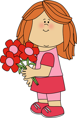 Girl - Girl With Flower Clipart (327x500), Png Download