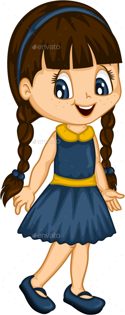 Download Little Girl Spring - Girl Cartoon Png PNG Image with No Background  