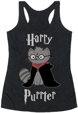 Harry Purrter Racerback Tank Top - Reading Harry Potter Again By Giselle Liza Anatol (484x484), Png Download