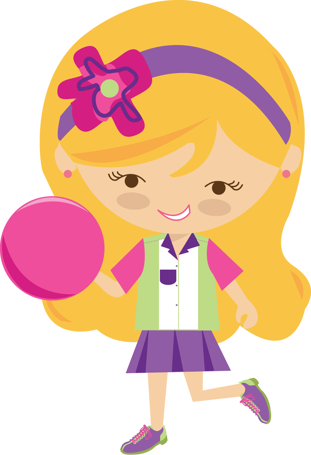 Png Image - Bowling Clipart Pink Girl (1012x1483), Png Download