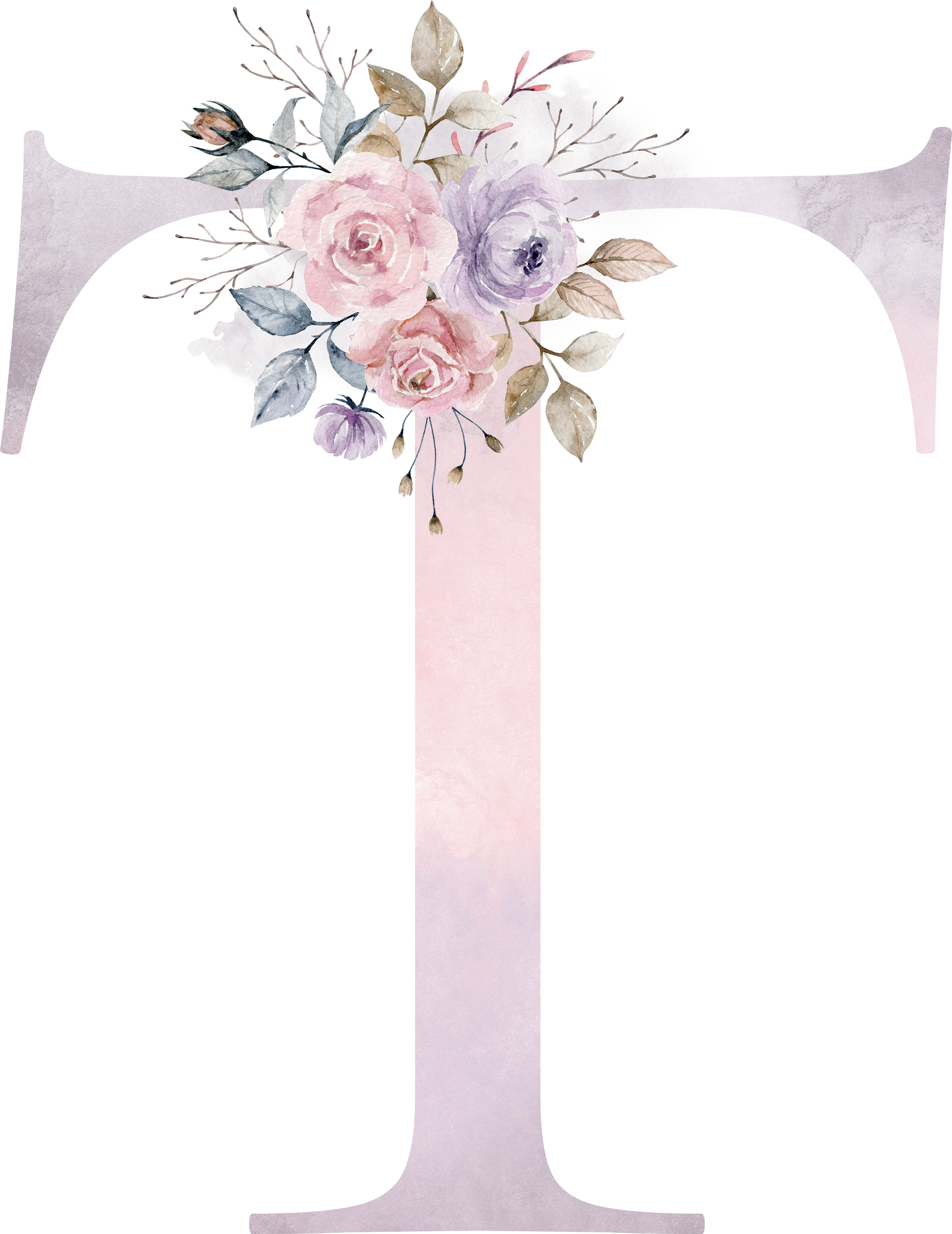 T - Mauve Flowers Design (2342x3037), Png Download