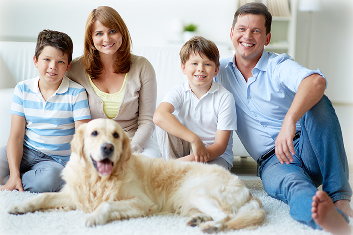 Carpet Cleaner Pasco County Happy Family And Pet On - Happy Family With Pet (720x480), Png Download