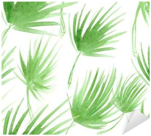 Seamless Pattern With Abstract Light Green Palm Tree - Watercolor Painting (400x400), Png Download