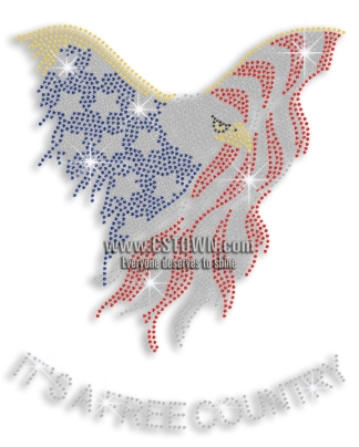 It's A Free Country Eagle Flying Rhinestone Nailhead - Iron-on (450x450), Png Download