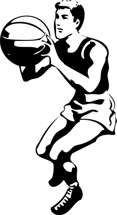 Basketball Clip Art At Clker Com Vector - Basketball Player Black And White (324x596), Png Download
