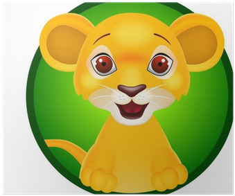 Vector Illustration Of Funny Baby Lion Poster • Pixers® - Bébé Lion Dessin Couleur (400x400), Png Download