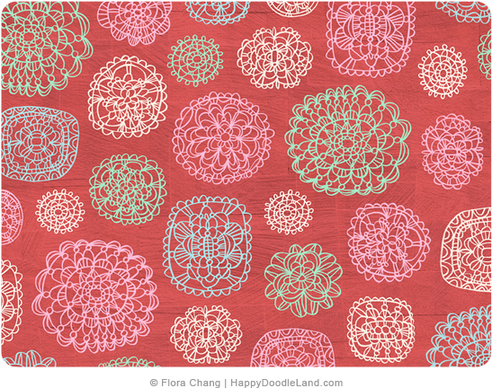 Colored Folk Lace Pattern © Flora Chang - Placemat (701x499), Png Download