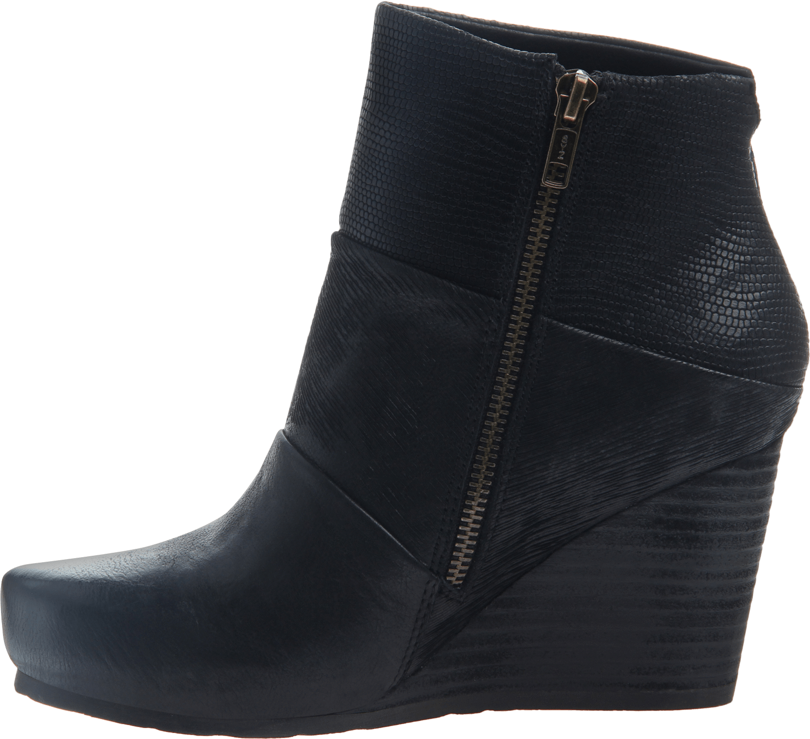 Dharma Women's Ankle Boot In Black Inside View - Suede Wedge Ankle Boot (1782x1782), Png Download