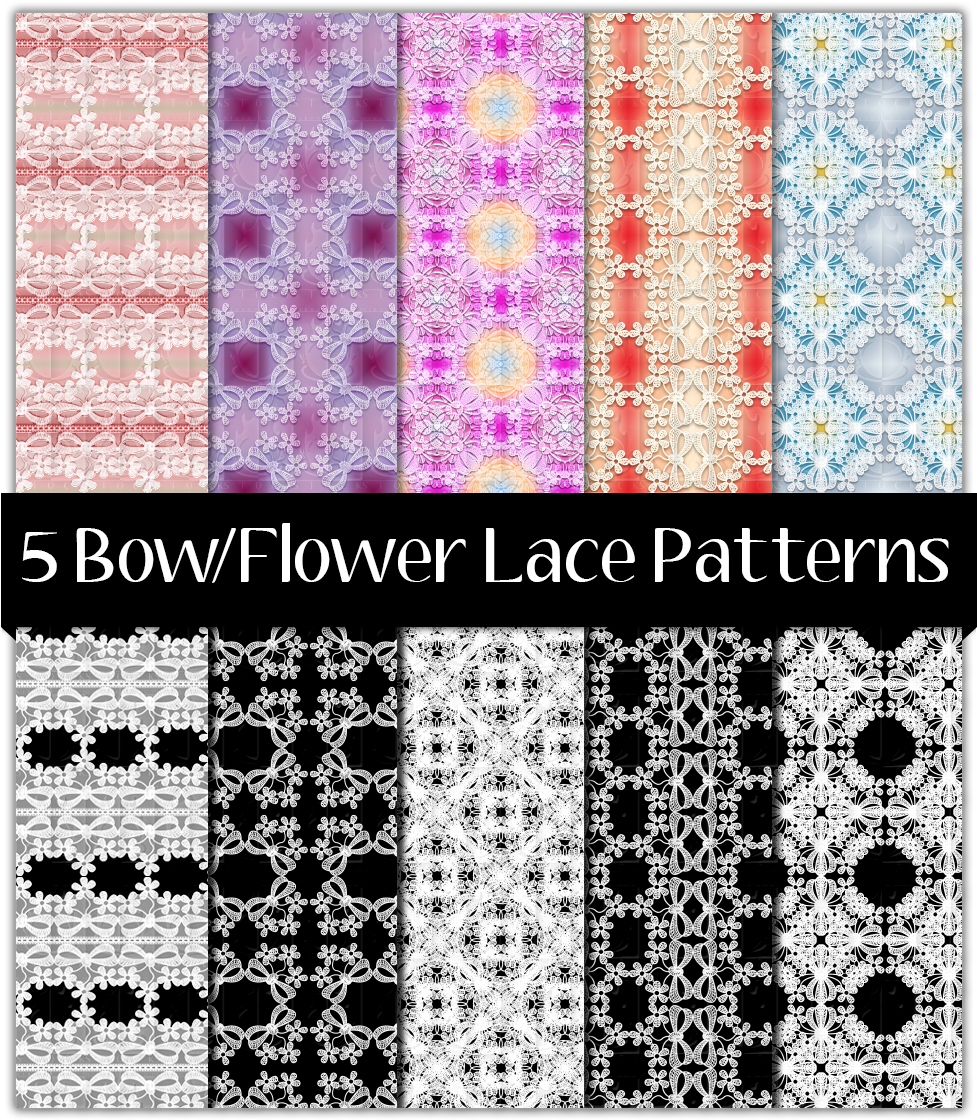 5 Seamless Bow/flower Lace Patterns - Seamless (1000x1160), Png Download