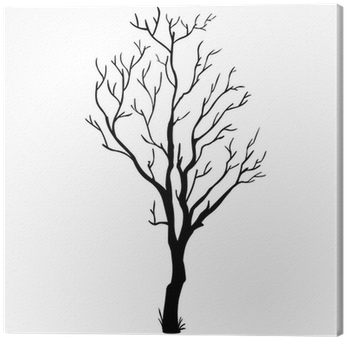 Vector Black Silhouette Of A Bare Tree Canvas Print - Bare Tree Branch Vector (400x400), Png Download