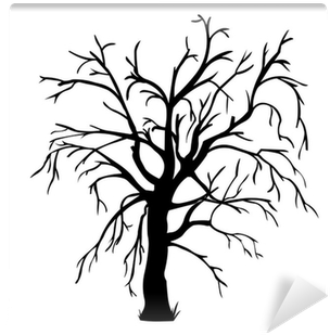 Vector Black Silhouette Of A Bare Tree Wall Mural • - Tree (400x400), Png Download