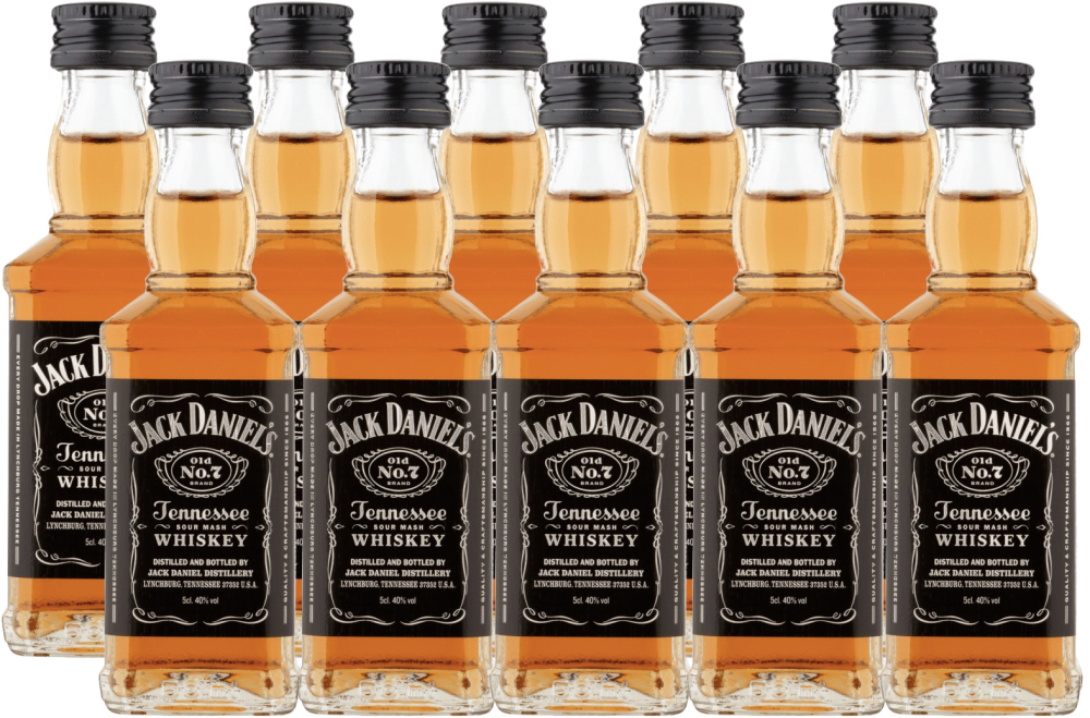 Jack Daniels Tennessee Whiskey 40% Vol 10 X - Jack Daniel's Old No. 7 Tennessee Whiskey - 50 Ml Bottle (1000x659), Png Download