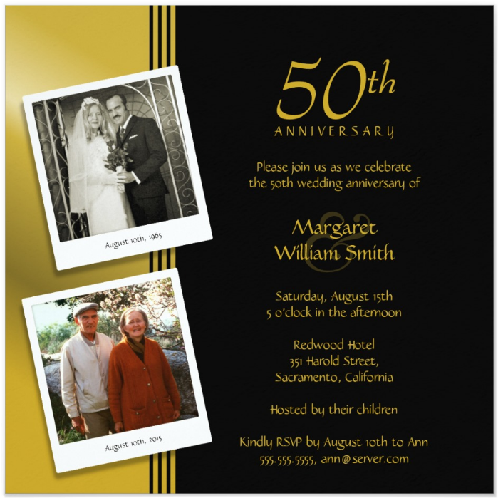 Golden Anniversary Invitations Now And Then Photos - 25th Anniversary Whatsapp Invitation (820x820), Png Download