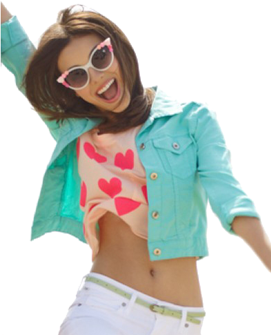 004 - Victoria Justice Belly Button Tickle (392x501), Png Download