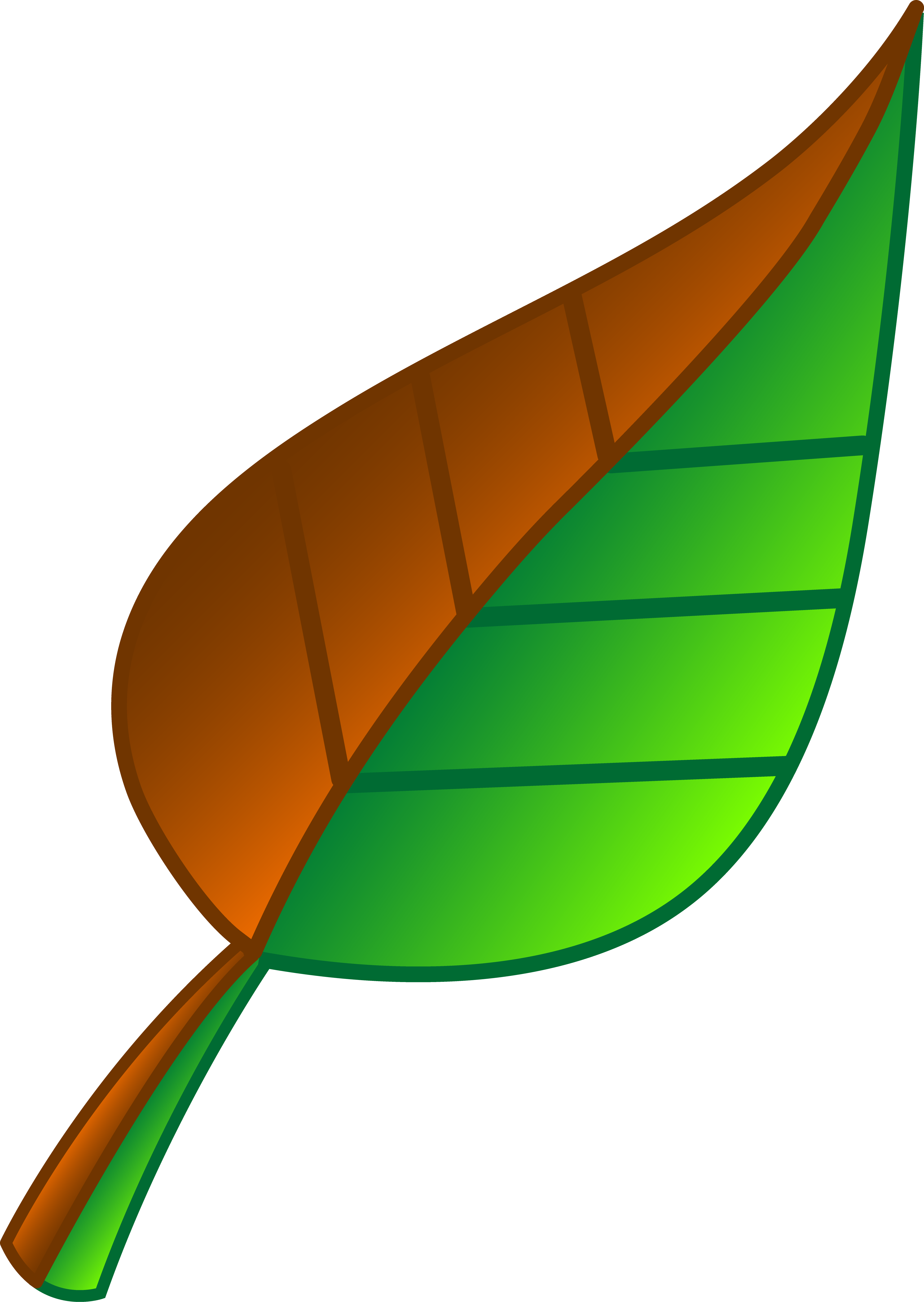Green Clipart Falling Leaves - Green And Brown Leaf (3906x5502), Png Download