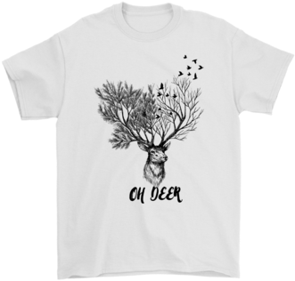 Oh Deer Nature Trees And Birds Shirts T Shirt Gildan - Dibujos Creativos (394x394), Png Download