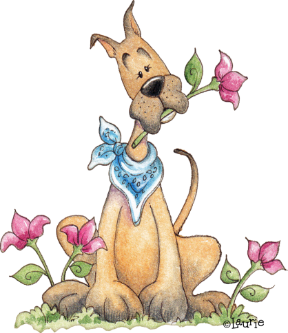 Greatdane - Dog With Flower Clipart (418x484), Png Download