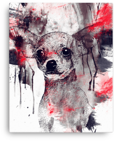Chihuahua Splatter Canvas - Chinese Crested Dog (600x600), Png Download