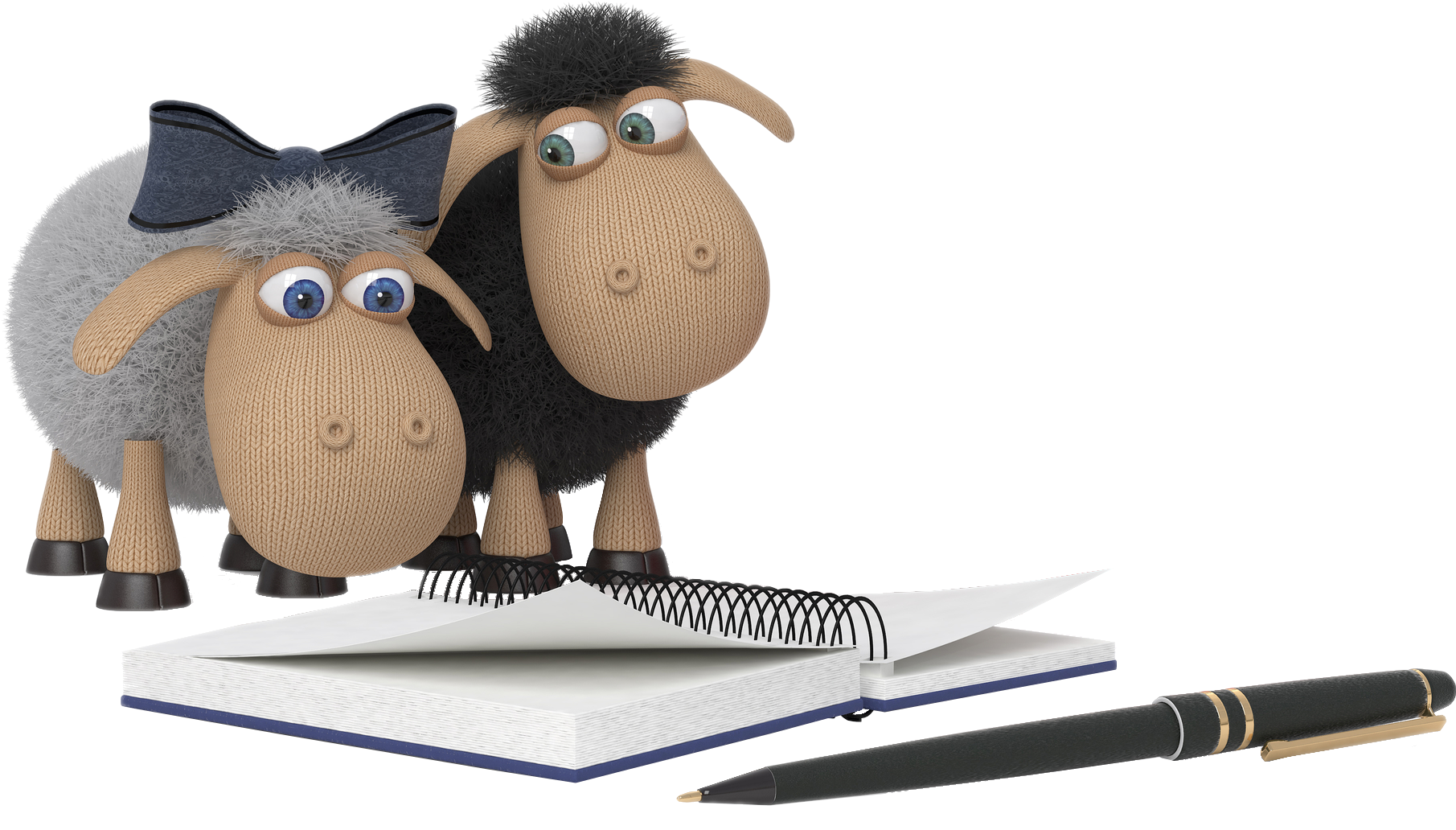 Sheeps Reading With Pen - Sheep (1854x1050), Png Download