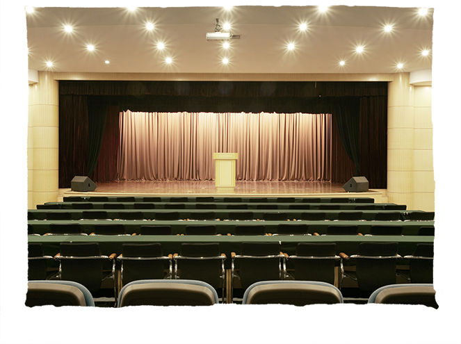 Stage Curtains For Theaters And Schools - Auditorium Lighting (663x495), Png Download