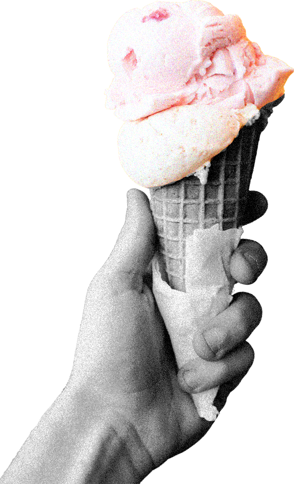 Three Fantale Lollies Black And White Photo Of Hand - Hand Holding Ice Cream Png (600x988), Png Download