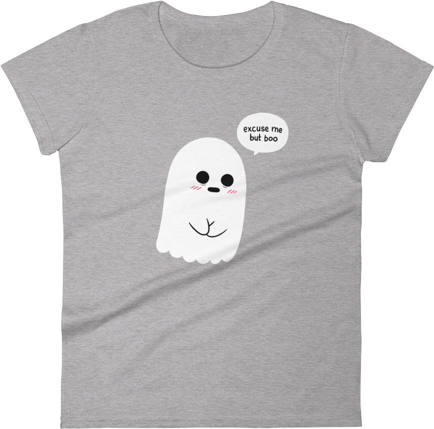 Women's Tshirt Shy Ghost - Cartoon (1000x1000), Png Download