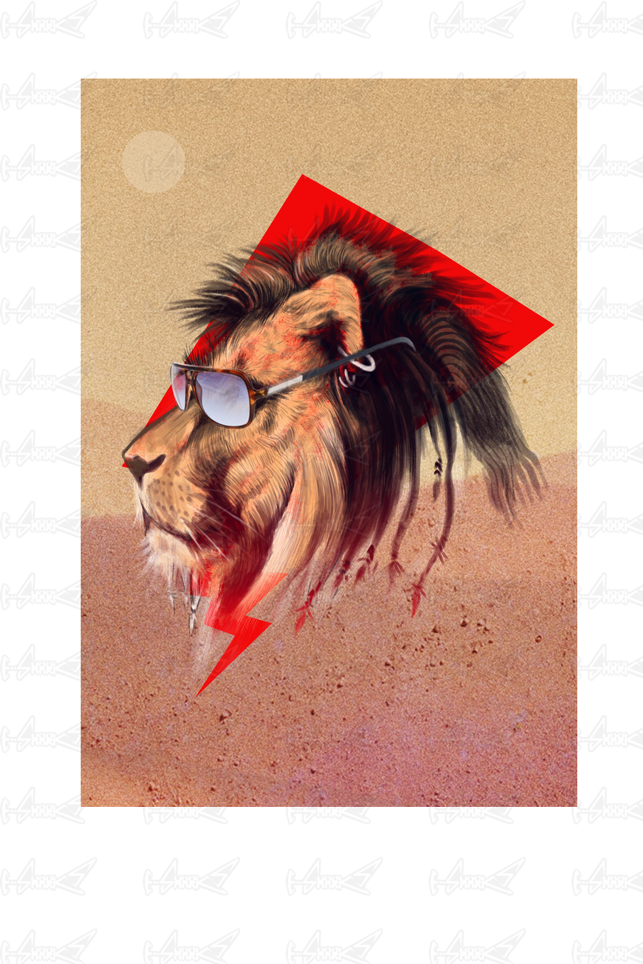 Cool Lions On Sand Dunes - Masai Lion (900x1350), Png Download
