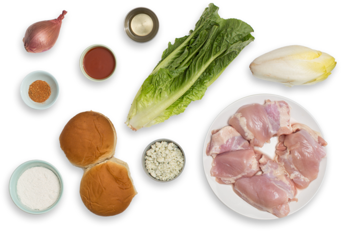 Buffalo Chicken Sandwiches With Endive & Blue Cheese - Prosciutto (700x477), Png Download