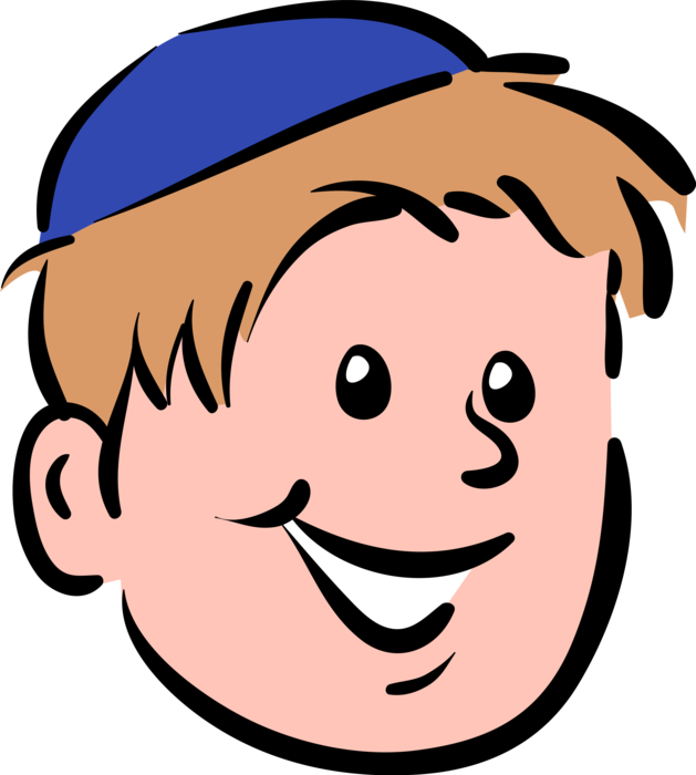 Vector Illustration Of Boy Wears Jewish Kippah Kip - Kippah Clipart (629x700), Png Download