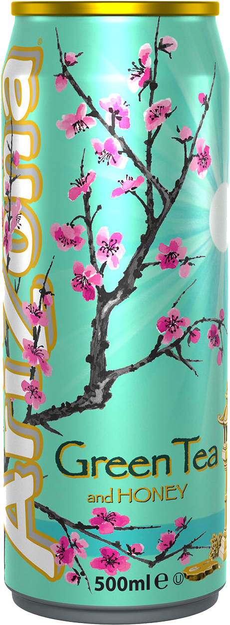 Arizona Green Tea And Honey Cans 12 X 0,5 Liter - Arizona Green Tea (840x1360), Png Download