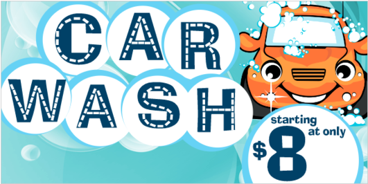 Car Wash Starting At $8 Vinyl Banner Car Wash Bubbles - Orange Car (560x560), Png Download