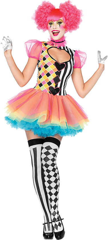 Pink And Blue Clown Costume (640x868), Png Download