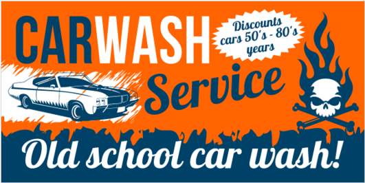Car Wash Vinyl Banner With Flaming Skull And Muscle - Poster (560x560), Png Download