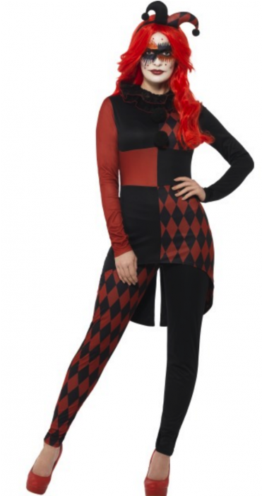 Disfraz Arlequin Rojo Y Negro (700x700), Png Download
