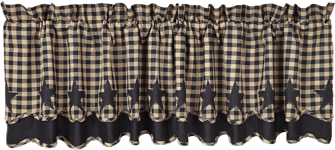 Black Star Scalloped Valance Layered Lined (1200x1200), Png Download