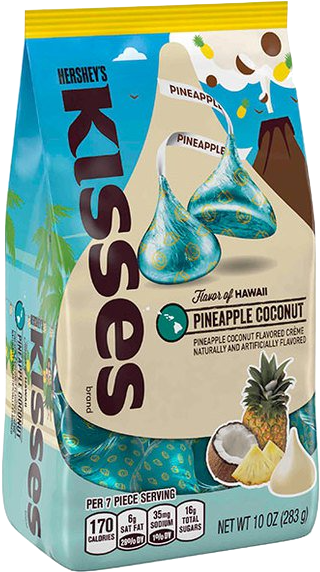 Hershey's Kisses Pineapple Coconut White Chocolate - Pineapple Coconut Hershey Kisses (580x580), Png Download