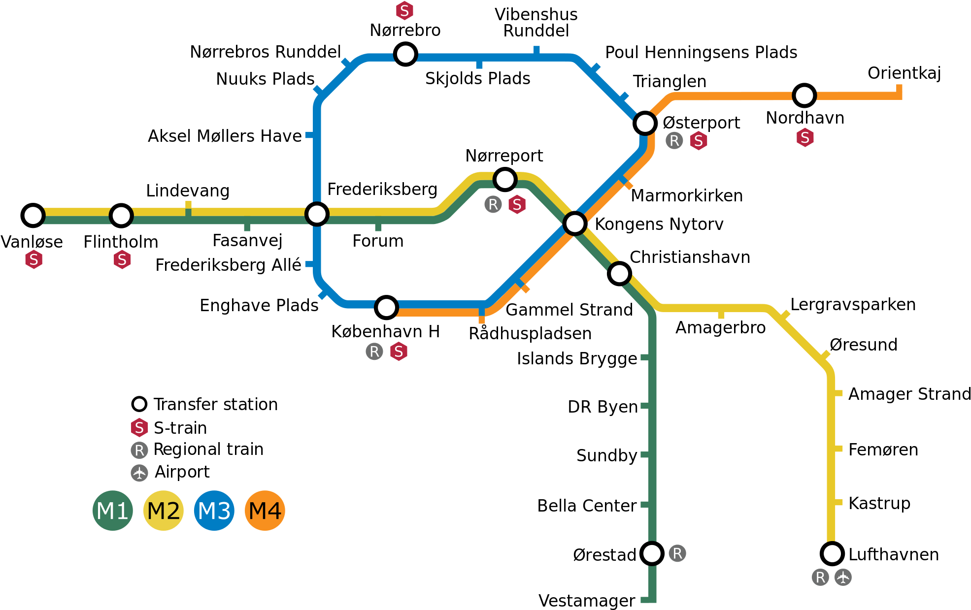 Open - Copenhagen Metro Map 2016 (2000x1309), Png Download