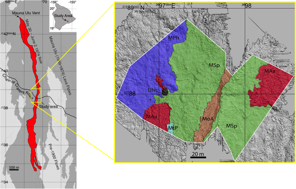 The Image On The Left Is A Map Of Mauliwai A Pele Lava - Atlas (972x621), Png Download