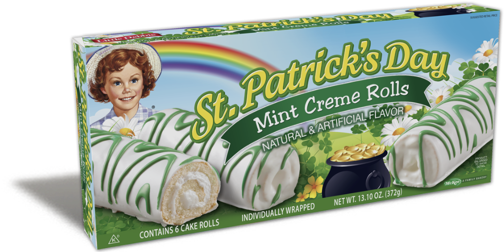 Patrick Day Mint Creame Rolls Cake - Bánh (1074x537), Png Download