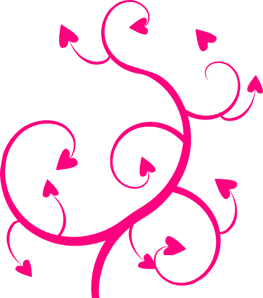 Pink Swirl Clip Art - Heart On Vine (528x598), Png Download
