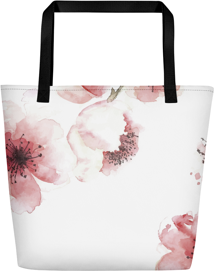 Cherry Blossom Bag - Beach Bag Mockup (1000x1000), Png Download