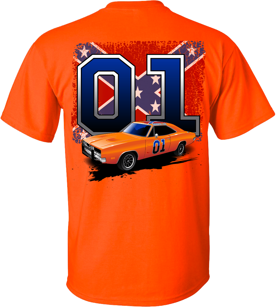 Youth Cooter's 01/general Lee With Flag T-shirt - General Lee Car Shirts (1000x1250), Png Download