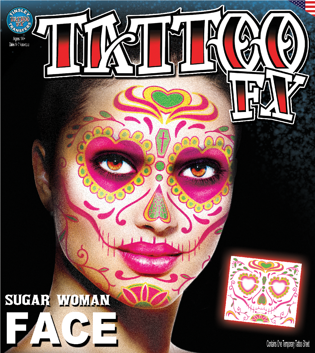 Face - Sugar Woman - Temporary Tattoo - Animal Temporary Face Tattoos (1280x1280), Png Download