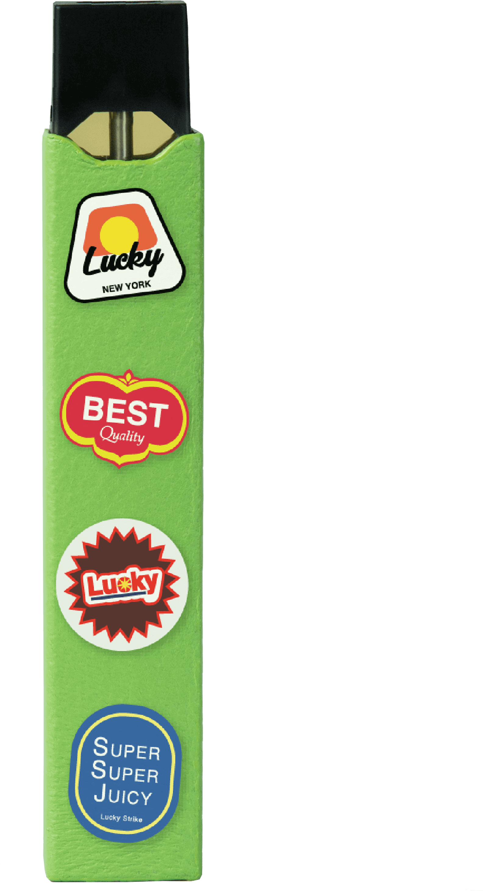 Granny Smith Green Leather Juul Sleeve With Fruit Stickers - Label (3024x3240), Png Download