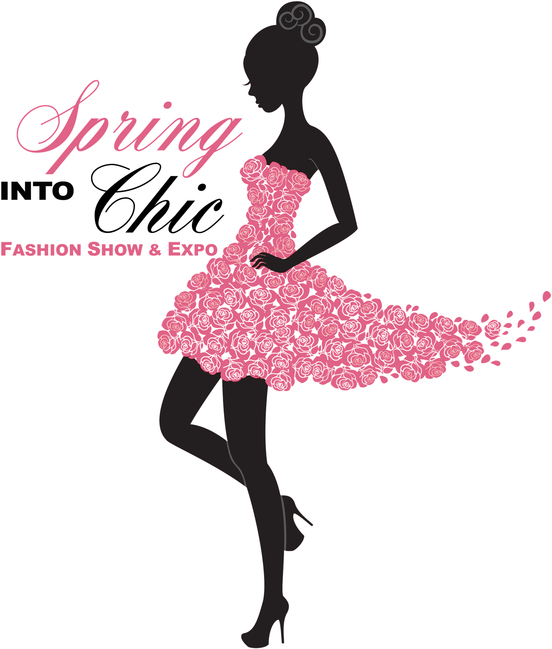 'spring Into Chic' Fashion Show - Silhouette Rose Girl (2100x2132), Png Download
