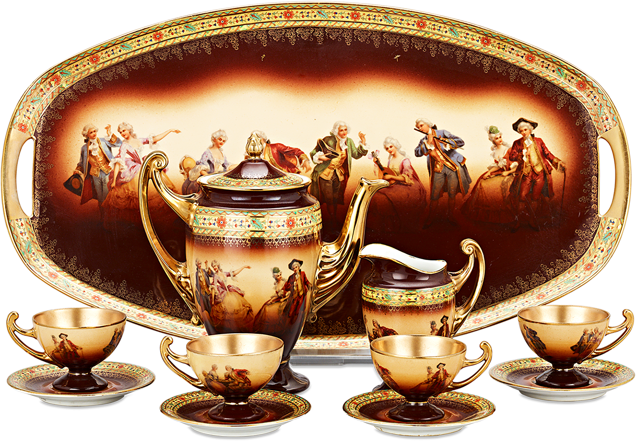 Bohemian Porcelain Tea Set - Saucer (1440x1152), Png Download
