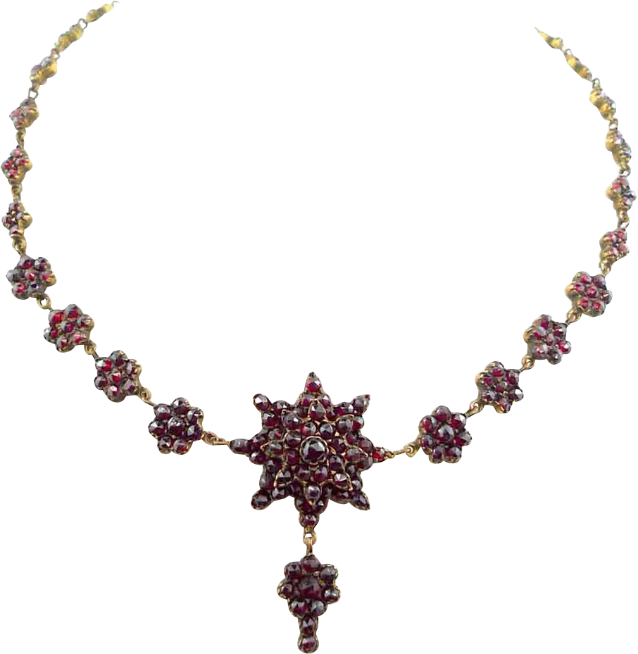 Antique Victorian Era Cut Garnets Necklace Circa - 8 Bit Heart Transparent (928x928), Png Download