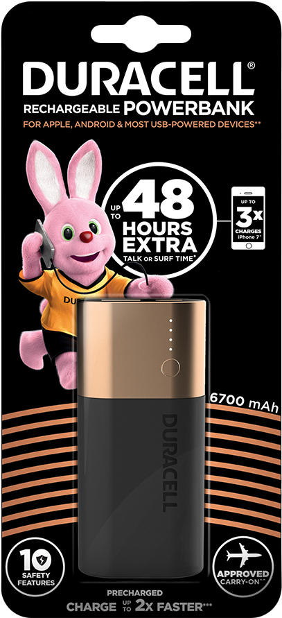 Power Bank Up To 48 Hours Extra Talk Or Surf Time - Duracell 3350 (1000x1000), Png Download