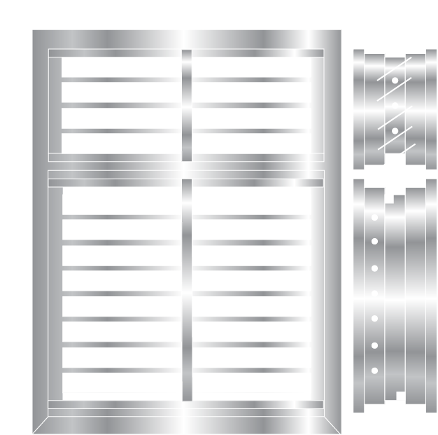 Window Frame With Safety Bars And Fixed Louvres On - Architecture (1042x658), Png Download